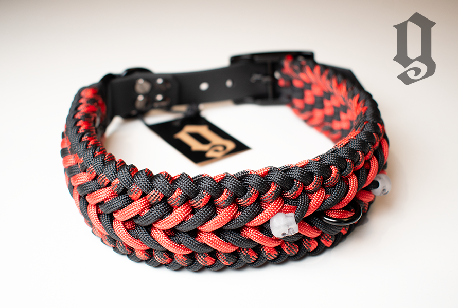 GODDOG újdonság - fekete-piros paracord nyakörv