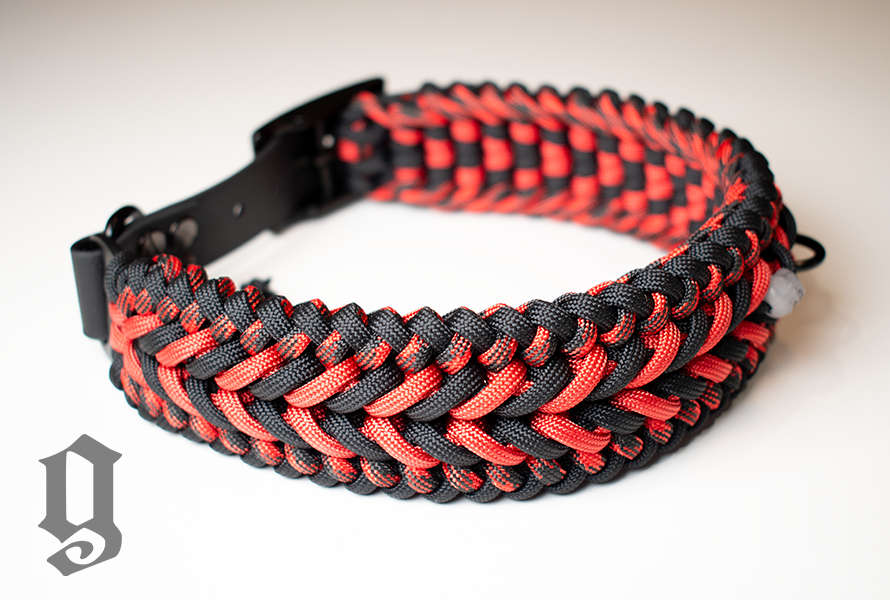 GODDOG újdonság - fekete-piros paracord nyakörv