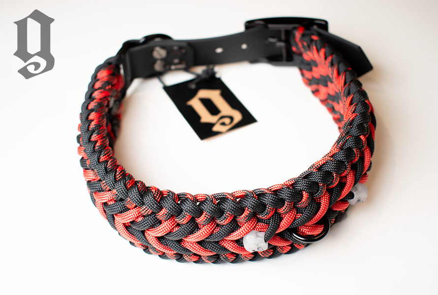 GODDOG újdonság - fekete-piros paracord nyakörv